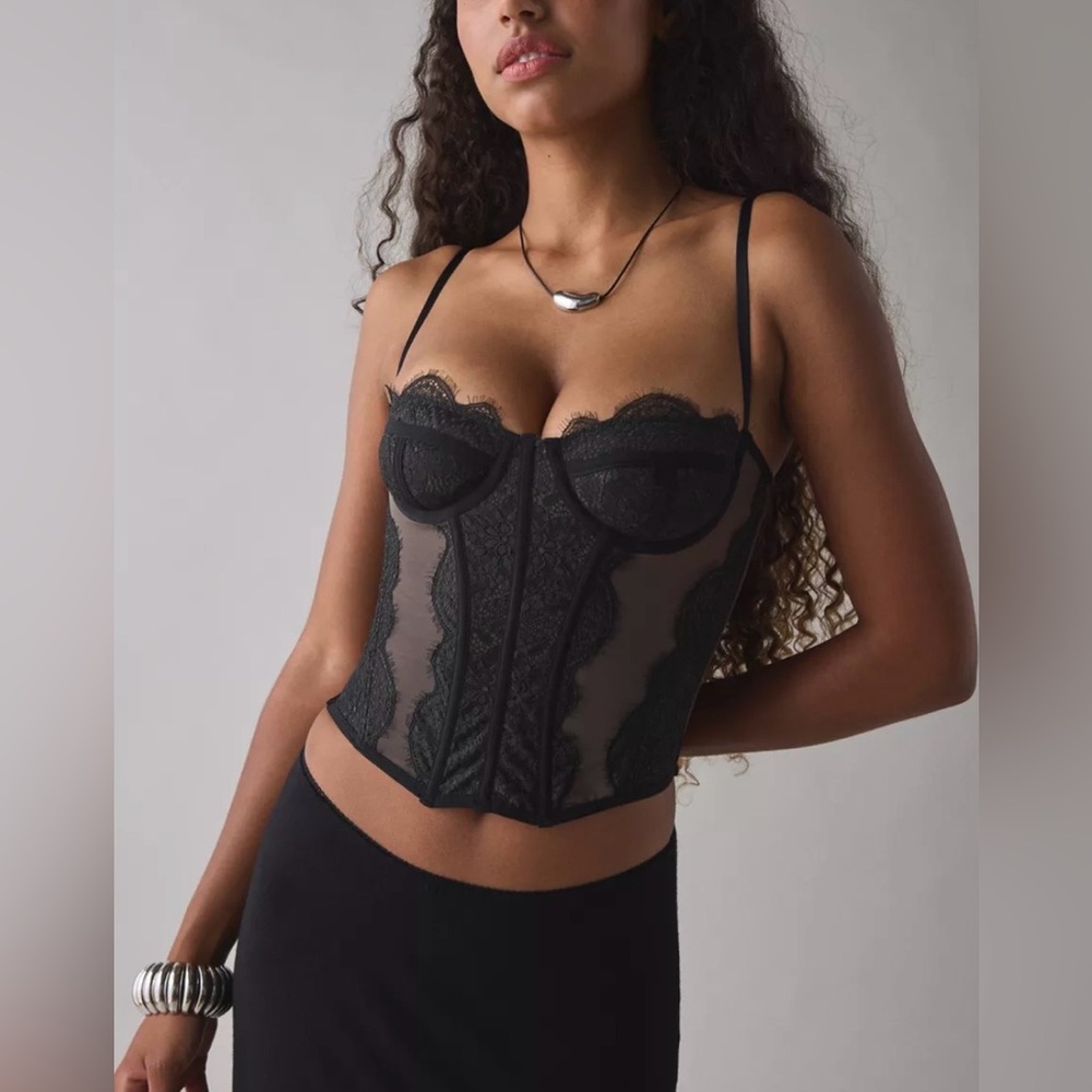 Urban Outfitters Sheer Lace Bustier Corset Top RETAIL 59